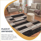 Superior Indoor Area Rug, Plush Carpet Cover, for Kids or Pets, Hallway, Entryway, Living Room, Dining, Bedroom, Office, Kitchen, Modern Geometric Patchwork, Rockwood Collection, 12' x 15', Chocolate