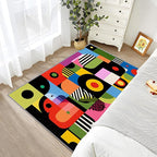 Colorful Rug, Abstract Love Heart Pop Art Area Rugs 5x6, Hippie Aesthetic Funky Non Slip Thin Carpets House Decor #C058