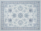 Phantoscope Washable Area Rug 9'x12' Non-Slip, Vintage Neutral Rugs for Living Room, Bedroom, Dining Room, Distressed Boho Floral Medallion Pattern, Low-Pile Foldable Floor Carpet, Blue/White