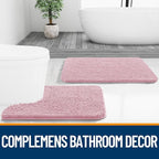 OLANLY Bathroom Rugs 70x24, Extra Soft Absorbent Chenille Bath Rugs, Rubber Backing Quick Dry, Machine Washable Bath Mats for Bathroom Floor, Tub and Shower, Home Decor Accessories, Dusty Rose
