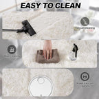 Cream White Plush Rug for Living Room Fuzzy Carpet for Bedroom Dorm, Non-Slip High Pile Rug, Shag Rug for Playroom Nursery Home Office Decor 10x14Ft