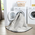 LUXE WEAVERS Modern Farmhouse White 9x12 Washable Area Rug, Anti-Slip Diamond Pattern Carpet