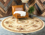 Rugs.com Chateau Collection Rug – 6 Ft Round Cream Medium Rug Perfect for Kitchens, Dining Rooms