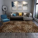 Leopard Rug 6x9 Washable Area Rug Soft Large Bedroom Rug Non Slip Living Room Rugs Leopard Print Low-Pile Indoor Carpet for Den Dorm Playroom（6x9ft,Brown）