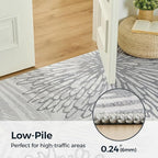 WITSHOCK 6x8 Washable Rug for Living Room,Modern Floral Distress Print Pattern Area Rugs,Stain Resistant with Non Slip Backing Carpet for Dining Room,Bedroom & Home Decor,Grey White