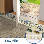 GarveeHome Washable Living Room Rug 9x12 Floral Bordered Area Rugs Soft Thin Indoor Carpet for Bedroom Modern Throw Aesthetic Mat Non Slip Stain Resistant Carpet for Dining Room Office, Dark Camel