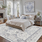 LUMI 8x12 Washable Area Rug for Living Room, Ultra Soft Traditional Rugs Non Slip with Rubber Backing, Low Profile, High Traffic, Stain Resistant Carpets, Ideal for Bedroom, Dining Room, Indoor