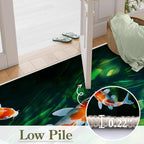 Green Pond Koi Fish Area Carpet, 6x9ft, 3D Realistic Underwater Koi Printed Carpets, Chinese Natural Landscape Soft Low Pile Rug, with Non Slip Backing Pet Friendly Rugs for Entryway