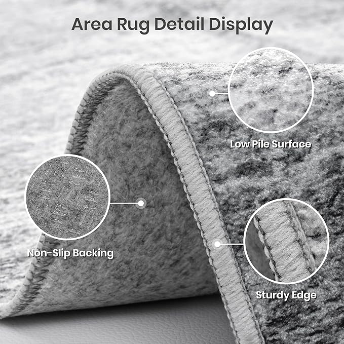Valenrug Washable Rugs 6x9 - Non Slip 6x9 Area Rugs for Living Room, Stain Resistant Area Rugs for Bedroom, Foldable Machine Washable Area Rug(6'x9', Black)