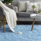 Beglad Fluffy Large Area Rugs 6x9 Feet, Modern Minimalist Style Shag Fuzzy Rugs, Non-Slip Indoor Carpet Soft Rugs for Kids Room, Bedroom & Living Room, Cobalt Blue