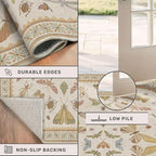 Beige Dining Table Rug - 6x9 Area Rugs for Bedroom, Living Room, Cute Kids Room, Large Fun Insect Butterfly Vintage Non-Slip Décor, Low Pile Stain Resistant