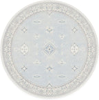 RUGGABLE Washable Vintage Area Rug – Verena Soft Blue 6 ft Round, Stain-Resistant, Non-Slip – Medium Machine Washable Rugs for Living Room, Bedroom, Hallway, Entryway & Office–with Standard Pad