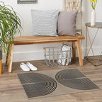 Easy Jute Rainbow Entryway Rug, 2x3 Washable Non-Slip Indoor Outdoor Doormat, Black Nature Boho Farmhouse Small Kitchen Rug Modern Abstract Throw Rugs for Entrance Bedroom Bathroom