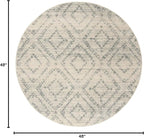 SAFAVIEH Adirondack Collection 4' Round Ivory / Light Blue ADR131T Modern Diamond Distressed Non-Shedding Dining Room Entryway Foyer Living Room Bedroom Area Rug