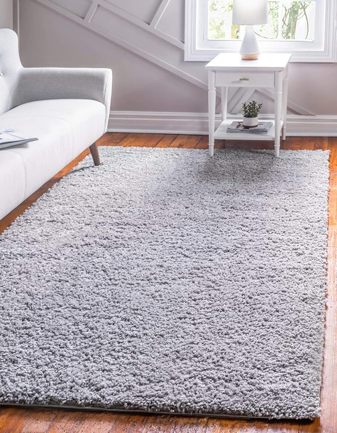 Unique Loom Davos Shag Collection Area Rug - Solid (3' 3" x 5' 3" Rectangle, Sterling)