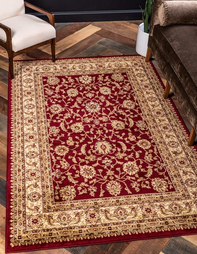 Unique Loom Voyage Collection Traditional Oriental Classic Intricate Design Area Rug (9' 0 x 12' 0 Rectangular, Red/Gold)