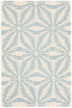 Dash & Albert Aster Sky Hand Micro Hooked Wool Rug, 2.5 X 8 Feet, Blue Geometric Pattern