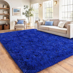 Blue Fluffy Area Rugs for Bedroom, Soft Shaggy Carpets for Living Room, Upgrade Anti-Skid Fuzzy Rugs for Kids' Room, Perfect Decor for Modern Home 4x6 Feet