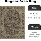 HUGEAR Retro Brown Area Rug 8x10 Machine Washable Living Room Rugs Distressed Vintage Floral Low Pile Carpet Bedroom Office Dining Room Laundry Room Non Slip Soft Lightweight