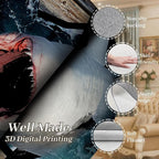 Sea Shark Kids Rugs, 3x5ft, Fierce Shark 3D Printed Carpet for Indoor, Marine Animals Broken Wooden Boards Realistic Effect Floor Mat, Dirty Resistant Machine Washable Carpets for Dorm