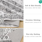 zesthome 8x10 Area Rugs for Living Room,Non-Slip Backing Washable Rugs,Vintage Large Area Rug，Stain Resistant Home Decor Rug (Grey/White,8'x10')