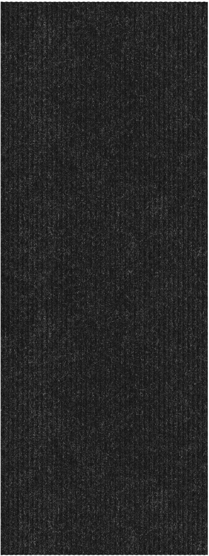 Ottomanson 2'7" x 15' Hallway Runner with Scraper Pile - Extra Durable Non-Slip Rug Mat for Indoor & Outdoor Use - Ideal for Kitchen, Entryway & Garage - High-Traffic Carpet, Black