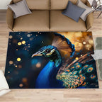 Peacock Area Rug 5x8-5x8 Rug, Wonderful Peacock Rugs for Living Room, Teal Turquoise Carpet, Peafowl Feather Washable Area Rugs for Bedroom, Aesthetics Carpet - Peafowl Home Decor & Gifts
