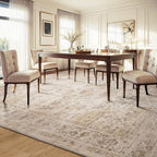 AMOAMI-3X5 Area Rug-Soft Washable Vintage Throw Accent Rugs for Living Room, Entryway, Bedroom, Kitchen, Bathroom, Laundry Room, Kitchen, Bathroom, Bedside, No Slip Beige