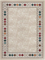 Antep Rugs Alfombras Modern Bordered 3x5 Non-Skid (Non-Slip) Low Profile Pile Rubber Backing Indoor Area Rugs (Beige, 3' x 5')