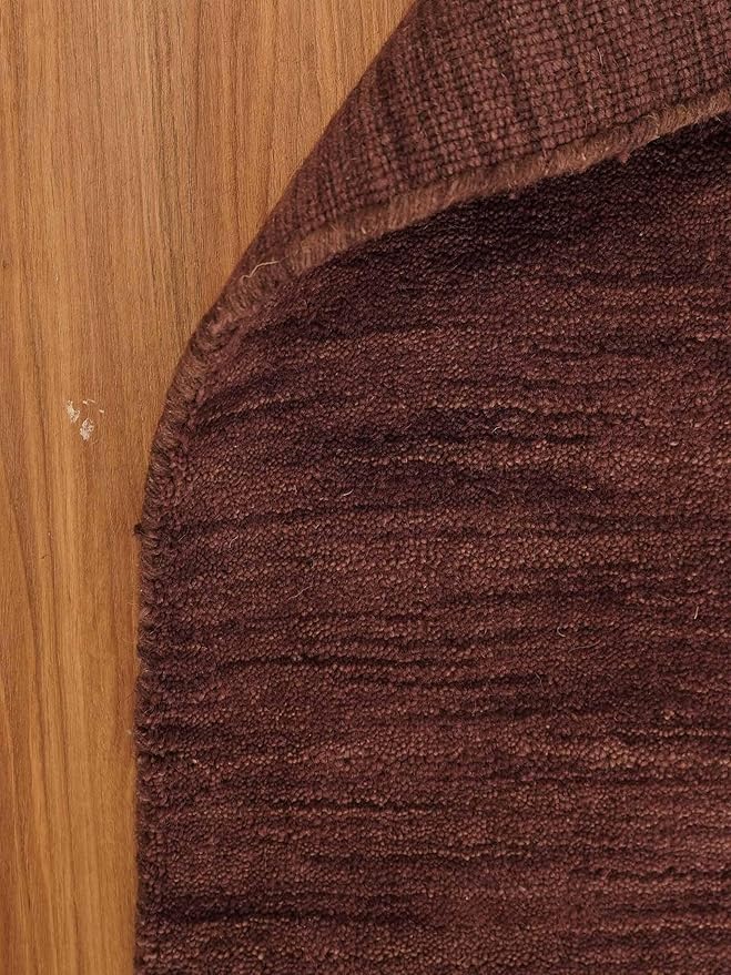 Hand Knotted Loom Wool ECO-Friendly Area Rugs - 6'7''x9'10'', Rectangle, Purple Color, Solid Plain Design, High Pile Thick Handmade Anti Skid Rugs for Living Room (L00111)