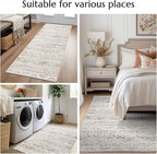 jinchan Boho 4x6 Neutral Area Rugs - Machine Washable Moroccan Soft Throw Rug Bohemian Diamond Design Non-Slip Carpet for Bedroom Entryway Living Room Kitchen Dining Room (4‘x6', Mocha)