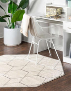 Unique Loom Trellis Frieze Collection Area Rug - Geometric (5' Octagon, Ivory/ Gray)