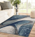 LUXE WEAVERS Spiral Abstract Blue 5x7 Area Rug