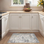 2x3 Entryway Area Rug: Washable Neutral Modern Abstract Small Rug - Non-Slip Low Pile Throw Indoor Carpet for Entrance Kitchen Front Door Mat Bathroom Entry Kids Room - Blue Grey