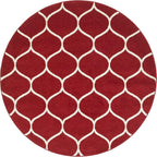 Rugs.com Lattice Frieze Collection Rug – 5' Round Red Medium Rug Perfect for Kitchens, Dining Rooms