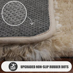 ONASAR Living Room Area Rug 6x9, Large Beige and White Geometric Floor Rugs for Bedroom Home Decor Aesthetic, Soft Fuzzy Shaggy Plush Fluffy Moroccan Carpet for Teen Nursery Dorm Classroom Office