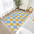 Checkerboard Large Rug - 7x9 Area Rug - Retro Geometric Rugs for Living Room Non Slip Low Pile Machine Washable Dining Room Rugs, Checkerboard Carpet Home Decor & Gifts