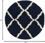 SAFAVIEH Dallas Shag Collection Area Rug - 6' Round, Navy & Ivory, Trellis Design, Non-Shedding & Easy Care, 1.5-inch Thick Ideal for High Traffic Areas in Living Room, Bedroom (SGD257N)