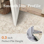 4x6 Beige Washable Area Rug for Living Room Bedroom Neutral Soft Non Slip Rug Low Pile Vintage Distressed Carpet for Dining Room Nursery Office Indoor