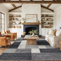 Rugshop Gray Modern Geometric Boxes Non-Slip Area Rug Non-Shedding for Living Room, Bedroom and Dining Area, 10' x 14'