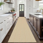 IOHOUZE Washable Exrea Long Hallway Runner Rug 3x18 Non Slip Rubber Backed Kitchen Runner Entryway Runner Indoor, Woven Rug Carpet for Kitchen Hall Entryway Stair, Warm Beige/Orange/Apricot