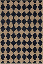 Lahome Checkered Easy Jute Patio Rug, 6x9 Washable Indoor Outdoor Rug, Farmhouse Neutral Non Slip Non Shedding Low Pile Floor Carpet for Deck Living Dining Room Office Mudroom
