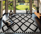 CAMILSON Modern Rug 9x12 Luxury Diamond Pattern Large Micro Loop Area Rugs Soft High-Low Pile Stain Resistant Easy to Clean Non-Shedding Durable Living Room Bedroom Indoor Carpet (Black/Gray)
