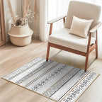 BESTSWEETIE 2x3 Area Rugs for Living Room Washable Moroccan Farmhouse Neutral Geometric Low Pile Non-Slip Soft Print Pattern Rug for Bedroom Kitchen Dining Room Entryway Black/Brown