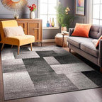 Rugshop Gray Modern Distressed Boxes Area Rug, Cozy Non-Shedding Pile for Living Room, Bedroom and Dining Area, 5' x 7'