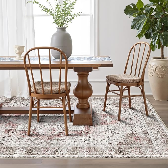 LUMI Washable Area Rug 8x10 for Living Room, Ultra Soft Stain Resistant Carpet with Non Slip Rubber Backing, Non-Shedding Low Pile Rugs for Bedroom, Dining Room, Indoor, Office