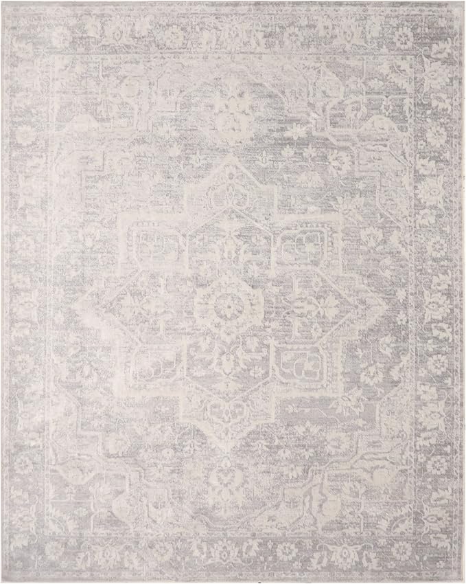 Nourison Home Astra Machine Washable Grey 7'10" x 10' Area Rug - Easy Clean, Non Shedding, Bed Room, Living Room, Dining Room, Kitchen (8' x 10')