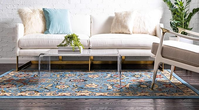 Unique Loom Espahan Collection Area Rug - Cape Cod (4' 1" x 6' 1" Rectangle, Blue/ Black)