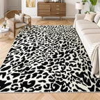 YIHOUSE Leopard Rug for Living Room, Black and White Cute Cheetah Print Rug Modern Washable Animal Printed Rugs for Bedroom, Girls Boys Dorm Room Nursery Room, Playroom, 8x10