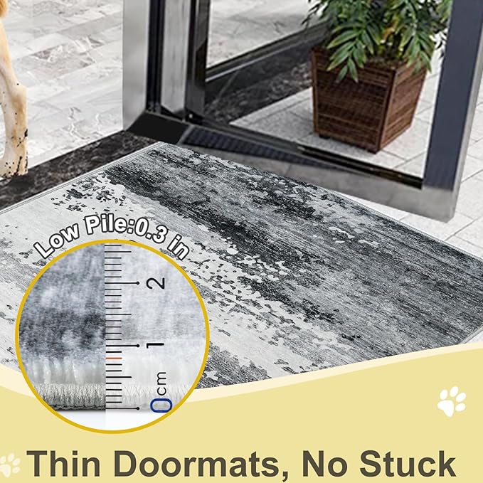 COMSLE Door Mat Soft Absorbent Indoor Front Entryway Rug Machine Washable Entrance Mats for Muddy Paws Non Slip Throw Rugs 32" x 48" Doormat for Inside Foyer Bedroom - Gray